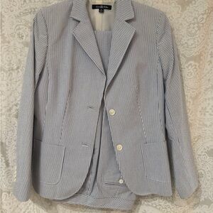 Seersucker Blue and White womens suit